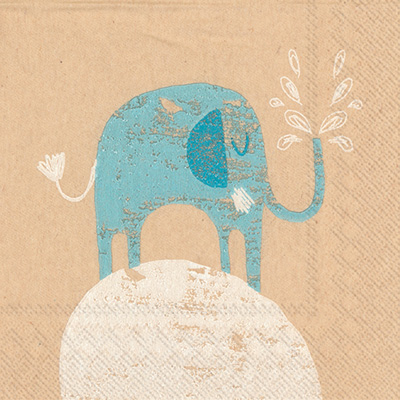 Brown Paper Little Elephant Cocktail Napkins