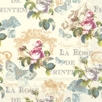 Rose de Printemps Cream Cocktail Napkins