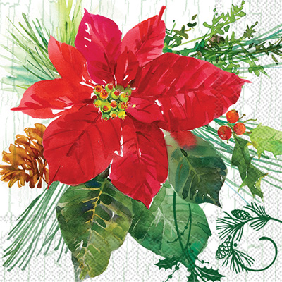 Poinsettia Crackle Cocktail Napkins