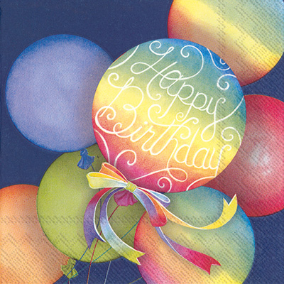 Rainbow Balloons Blue Cocktail Napkins