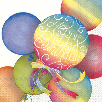 Rainbow Balloons White Cocktail Napkins