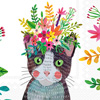 Mia Charro Floral Cat Cocktail Napkin