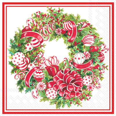 Candy Ribbon Wreath Cocktail Napkin