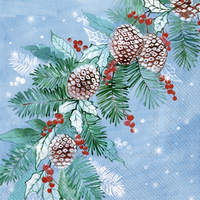 Frosted Pine Cocktail Napkin light blue