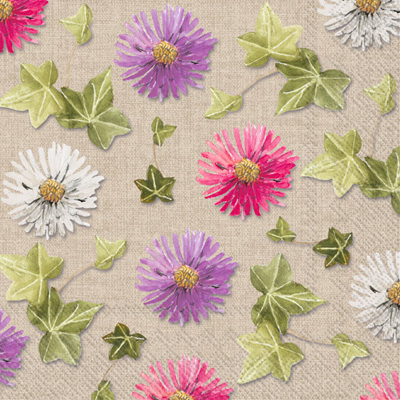 Autumn Asters Cocktail Napkin linen