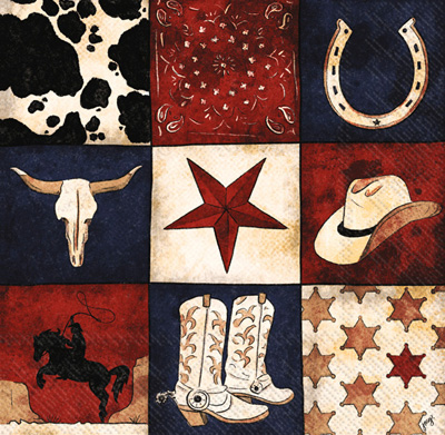 Cowboy Collage Cocktail Napkin