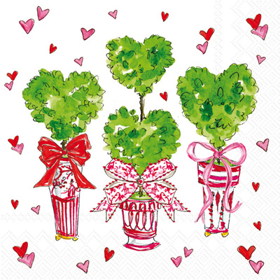 Heart Topiary Cocktail Napkin