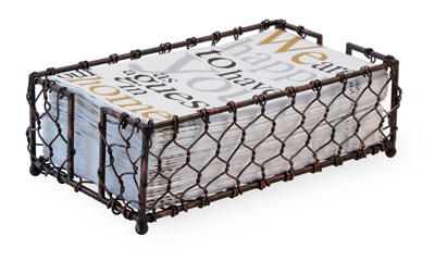 Chicken Wire Burnished Copper Guest Caddy