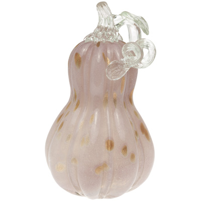 Large Pink Gold Fleck Glass Pumpkin