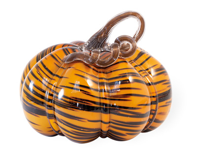 Tiger Print Glass Pumpkin