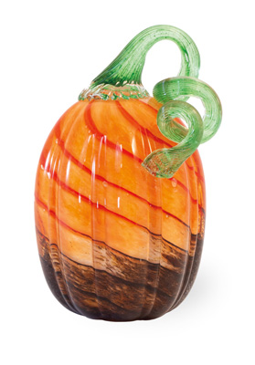 Brown & Orange Tall Glass Pumpkin
