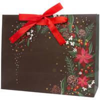 Black Christmas Floral Large Bag