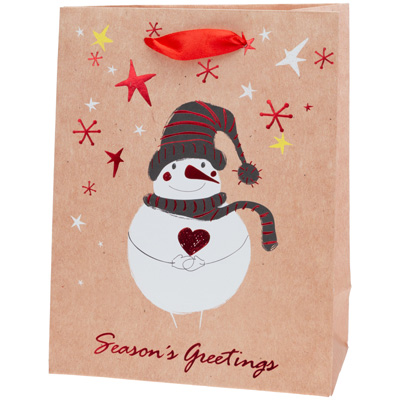 Seasons Greeting Snowman Red Foil Large Bag