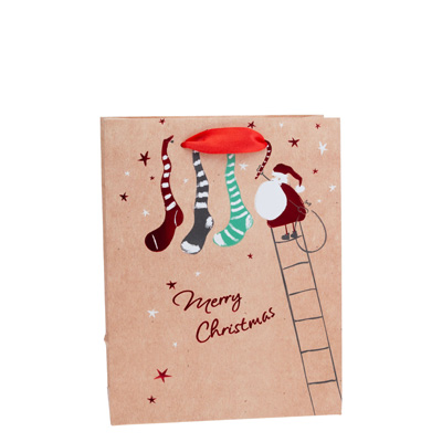 Merry Christmas Stockings Red Foil Medium Bag