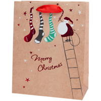 MMerry Christmas Stockings Red Foil Large Bag