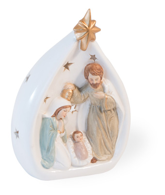 Holy Family Nativity Tealight Holder with Creche