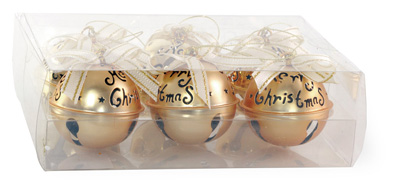 Merry Christmas Gold Bell Ornament Set