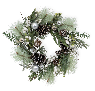 Spun Silver Evergreen Wreath