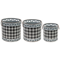 Nesting B&W Check Garden Tins (Set of 3)