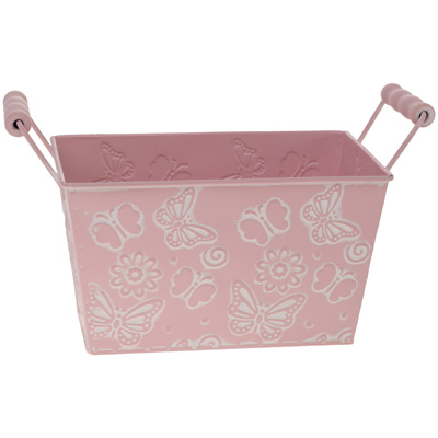 Pink Rectangle Butterfly Tin