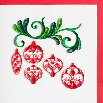 Quilling Card Holiday Red Ornament