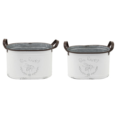 Bee Happy Oval Planters (set of 2)