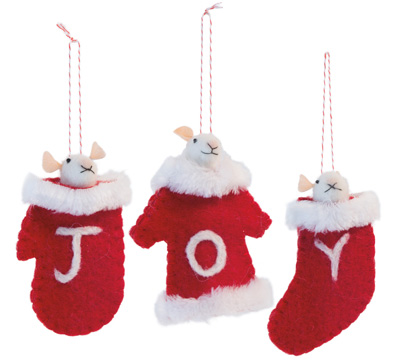 J O Y Mice Ornaments