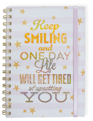 Keep Smiling Wire Notebook with Band Large