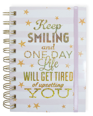 Keep Smiling Wire Notebook with Band Small