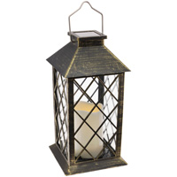 Antique Brass Diamond Lantern with Led Candle