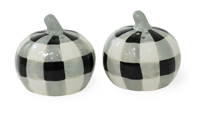 Black & White Check Pumpkin Salt & Pepper Set