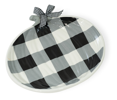 Black & White Check Pumpkin Plate