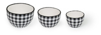 B&W CHECK PREP BOWLS SET OF 3