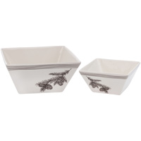 White Pine Square Bowls Set of 2