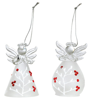 Holly Berry Angels Ornament Set