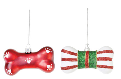 Festive Dog Bones Ornament Set