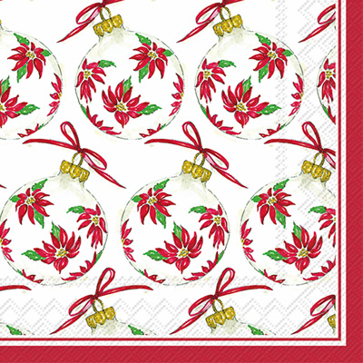 Rosanne Beck Poinsettia Ornaments Lunch Napkins