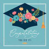 Floral Grad Cap Lunch Napkin