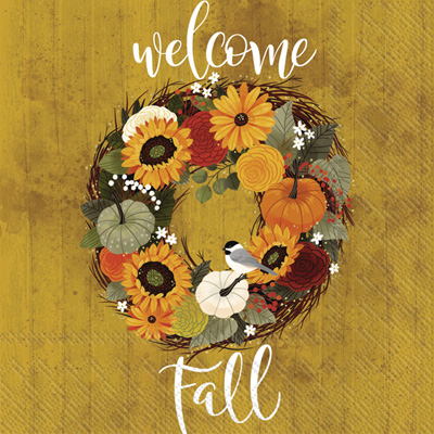 Welcome Fall Wreath Lunch Napkin