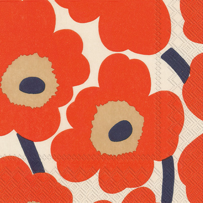 Marimekko Unikko Cream Red Lunch Napkins