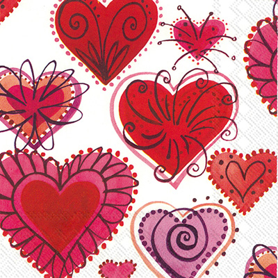 Fireworks Hearts Lunch Napkins