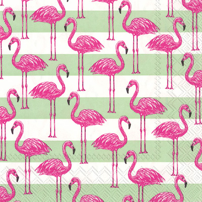 Rosanne Beck Flamingo Stripe Lunch Napkins