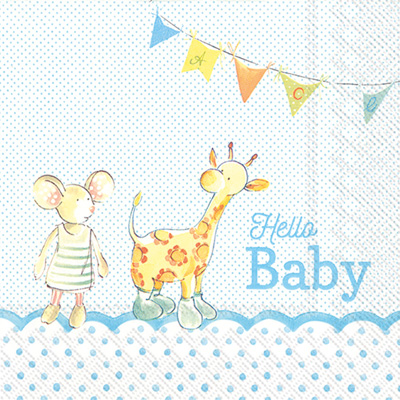 Hello Baby Light Blue Lunch Napkins