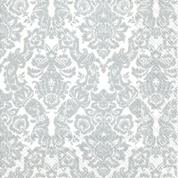 Palais White/Silver Lunch Napkins