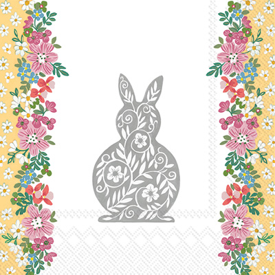 Easter Greetings Grey Lunch Napkins