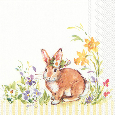 Lovely Bunny Yellow Lunch Napkins