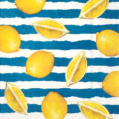 Summer Lemons Blue Lunch Napkins