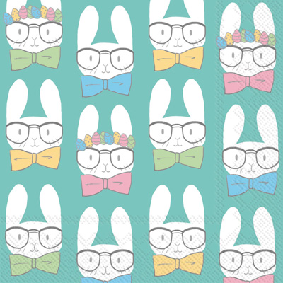 Easter Bunnies Turquoise Lunch Napkins