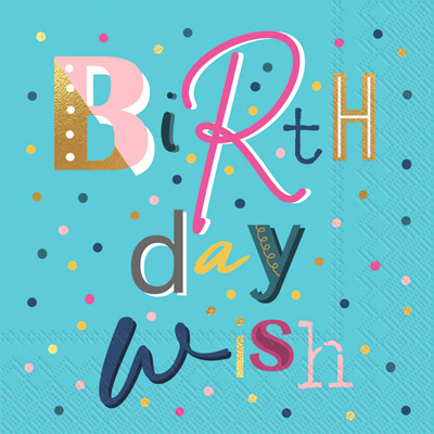 Birthday Wish Lunch Napkin turquoise