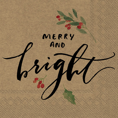 Merry And Bright Lunch Napkin green red